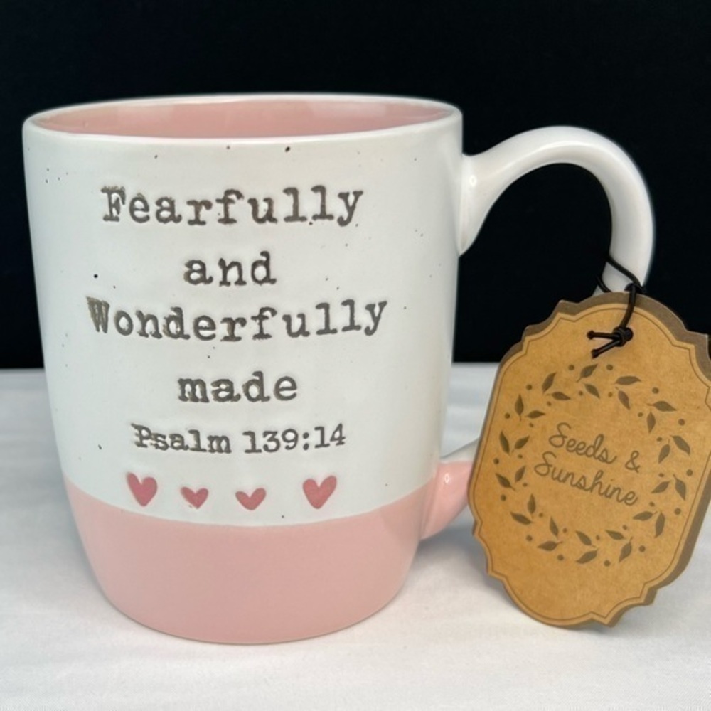 Seeds & Sunshine - 3/$48 - ‘Fearfully & Wonderfully’ ceramic mug. NWT Firm!